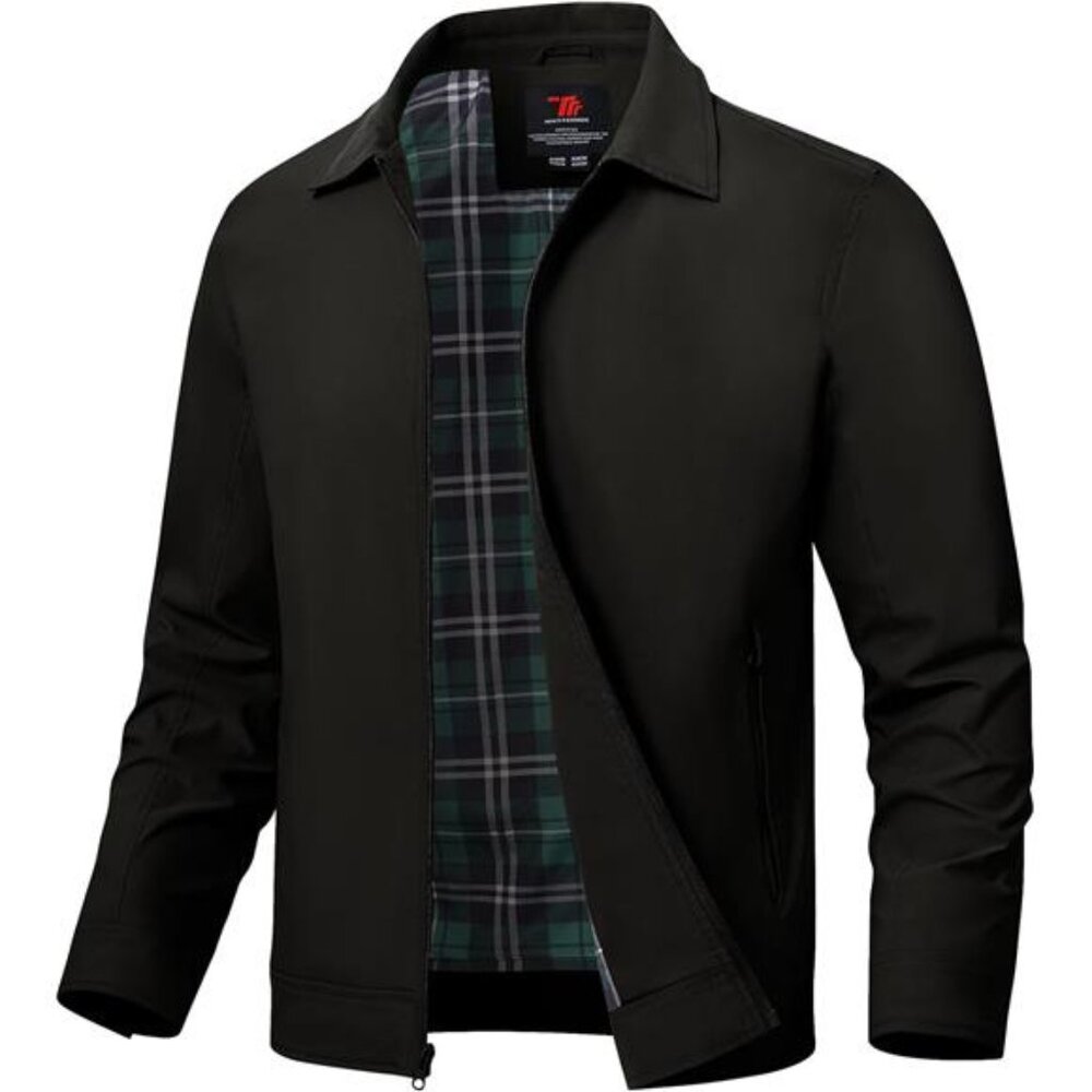 Mens Lightweight Jacket Windbreaker Full Zip Casual Work Golf Business Coat Fall